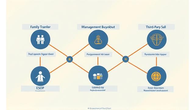 Diagram illustrating various business succession planning options with their potential outcomes.