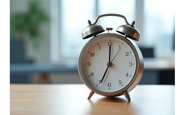 Elegant clock face indicating business hours