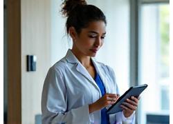 Doctor reviewing a financial report