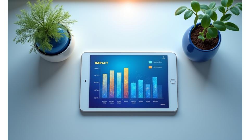 Graphs and charts illustrating positive financial and social impact, like increasing donations, growing endowment values, and metrics of outreach or lives affected.