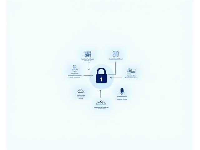 Stylized graphic representing data flow and secure processing, with icons for personal, financial, and website data