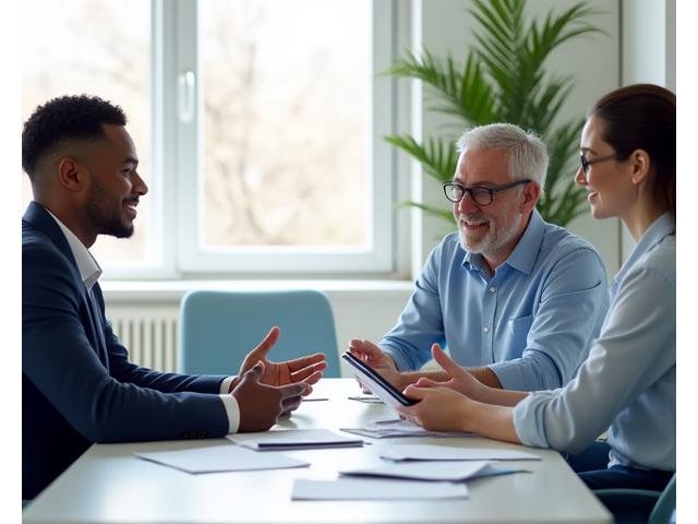 A person confidently signing a document with a doctor or financial advisor, representing proactive healthcare and long-term care planning.