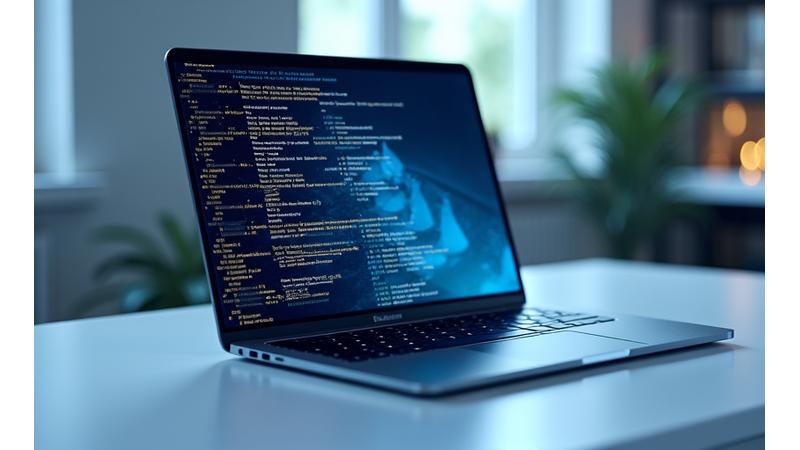 Laptop displaying secure website with legal documents motif